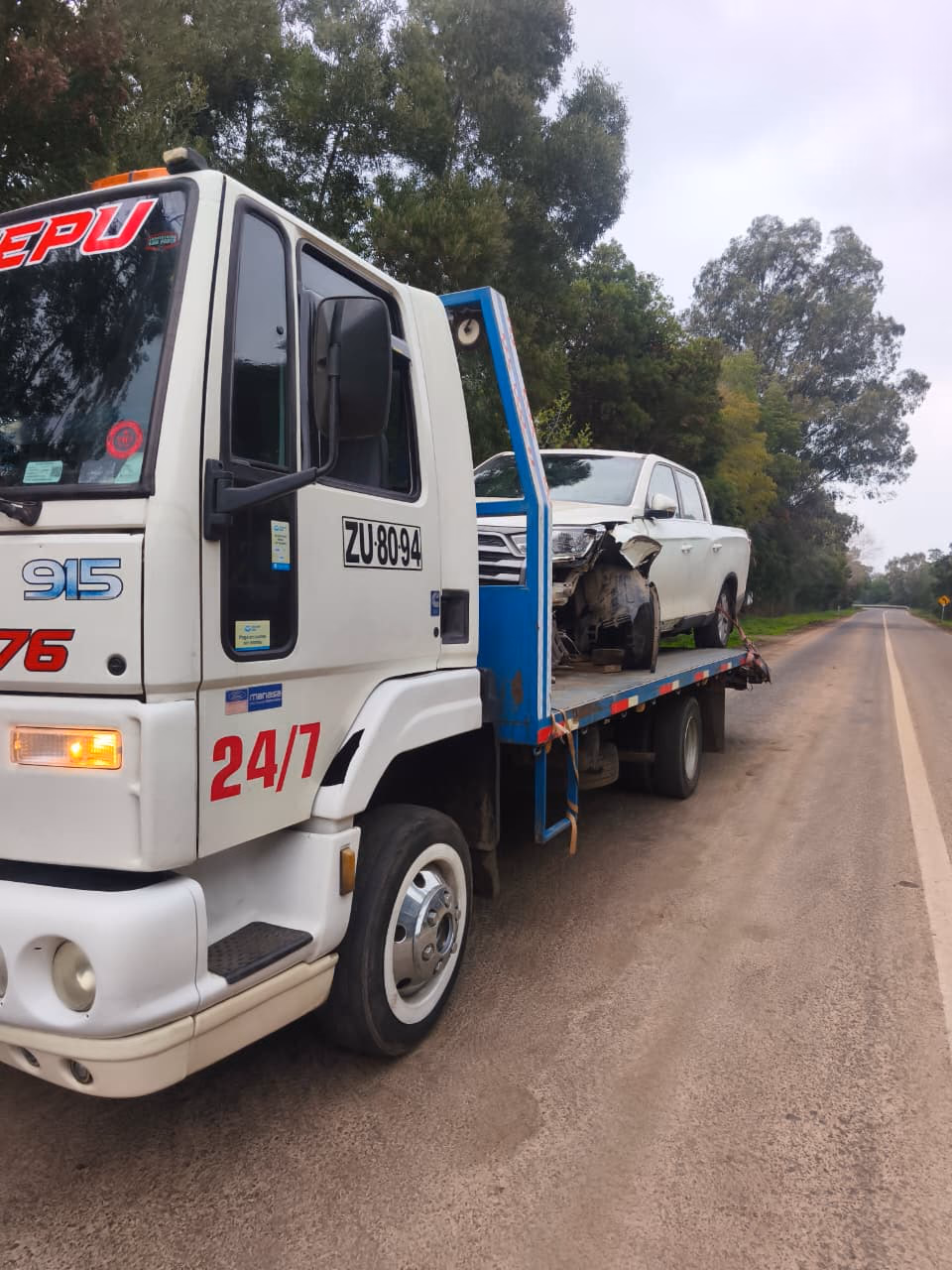 Grúa Sepu — camioneta siniestrada ruta